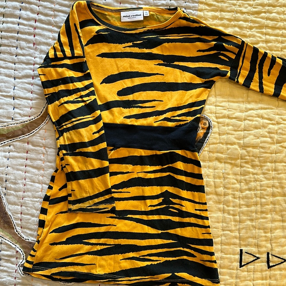 Mini Rodini Yellow and Black Tiger Stripe Dress